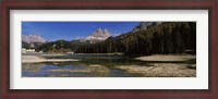 Framed Lake with a mountain range, Lake Misurina, Tre Cime Di Lavaredo, Dolomites, Cadore, Province of Belluno, Veneto, Italy
