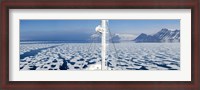 Framed Ship in the ocean with a mountain range in the background, Bellsund, Spitsbergen, Svalbard Islands, Norway