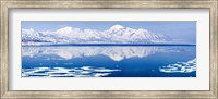 Framed Reflection of a mountain range in an ocean, Bellsund, Spitsbergen, Svalbard Islands, Norway