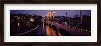 Framed Bridge lit up at night, Magere Brug, Amsterdam, Netherlands