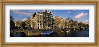 Framed Boats and Buildings along a canal, Amsterdam, Netherlands