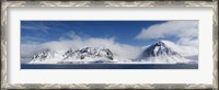 Framed Snow covered mountains, Magdalene Fjord, Spitsbergen, Svalbard Islands, Norway