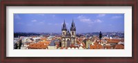 Framed Church in a city, Tyn Church, Prague Old Town Square, Prague, Czech Republic