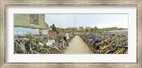 Framed Bicycles parked in the parking lot of a railway station, Gent-Sint-Pieters, Ghent, East Flanders, Flemish Region, Belgium