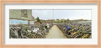Framed Bicycles parked in the parking lot of a railway station, Gent-Sint-Pieters, Ghent, East Flanders, Flemish Region, Belgium