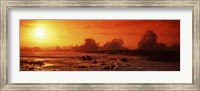 Framed Waves breaking on rocks in the sea, Three Tables, North Shore, Oahu, Hawaii, USA