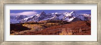 Framed Mountains covered with snow and fall colors, near Telluride, Colorado