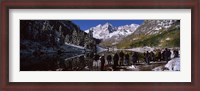 Framed Tourists at the lakeside, Maroon Bells, Aspen, Pitkin County, Colorado, USA