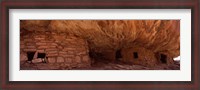 Framed Dwelling structures on a cliff, House Of Fire, Anasazi Ruins, Mule Canyon, Utah, USA