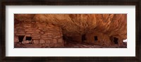 Framed Dwelling structures on a cliff, House Of Fire, Anasazi Ruins, Mule Canyon, Utah, USA