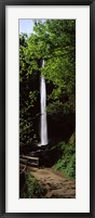 Framed Trail path by a waterfall, Columbia River Gorge, Oregon, USA