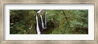Framed High angle view of a waterfall in a forest, Triple Falls, Columbia River Gorge, Oregon (horizontal)