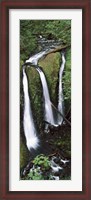 Framed High angle view of a waterfall in a forest, Triple Falls, Columbia River Gorge, Oregon (vertical)