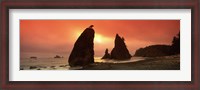 Framed Silhouette of seastacks at sunset, Olympic National Park, Washington State