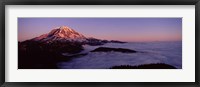 Framed Sea of clouds with mountains in the background, Mt Rainier, Pierce County, Washington State, USA