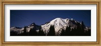 Framed Star trails over mountains, Mt Rainier, Washington State, USA