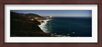Framed Lighthouse at the coast, moonlight exposure, Big Sur, California, USA