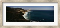Framed Lighthouse at the coast, moonlight exposure, Big Sur, California, USA