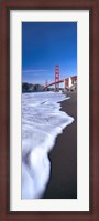 Framed Water surf under a suspension bridge, Golden Gate Bridge, San Francisco Bay, San Francisco, California, USA