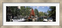 Framed Boats in a channel, Amsterdam, Netherlands