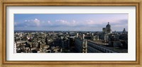 Framed High angle view of a city, Old Havana, Havana, Cuba (Blue Sky with Clouds)