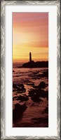 Framed Silhouette of a lighthouse at sunset, Pigeon Point Lighthouse, San Mateo County, California