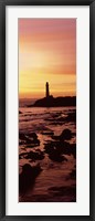 Framed Silhouette of a lighthouse at sunset, Pigeon Point Lighthouse, San Mateo County, California