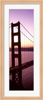 Framed Suspension bridge at sunrise, Golden Gate Bridge, San Francisco Bay, San Francisco, California (vertical)