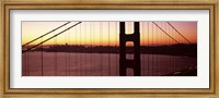 Framed Suspension bridge at sunrise, Golden Gate Bridge, San Francisco Bay, San Francisco, California (horizontal)