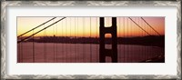 Framed Suspension bridge at sunrise, Golden Gate Bridge, San Francisco Bay, San Francisco, California (horizontal)