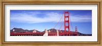 Framed Red suspension bridge, Golden Gate Bridge, San Francisco Bay, San Francisco, California, USA