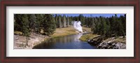 Framed Geothermal vent on a riverbank, Yellowstone National Park, Wyoming, USA