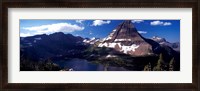 Framed Mountain range at the lakeside, Bearhat Mountain, Hidden Lake, Us Glacier National Park, Montana, USA