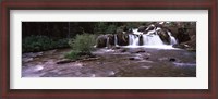 Framed Waterfall in a forest, US Glacier National Park, Montana, USA