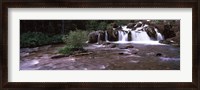 Framed Waterfall in a forest, US Glacier National Park, Montana, USA