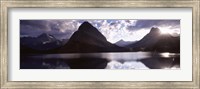 Framed Swiftcurrent Lake, Many Glacier, US Glacier National Park, Montana (cloudy sky)