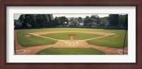 Framed Baseball diamond looked through the net, Doubleday Field, Cooperstown, Venango County, Pennsylvania, USA