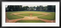 Framed Baseball diamond looked through the net, Doubleday Field, Cooperstown, Venango County, Pennsylvania, USA