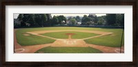 Framed Baseball diamond looked through the net, Doubleday Field, Cooperstown, Venango County, Pennsylvania, USA