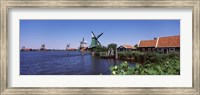 Framed Open air museum at the waterfront, Zaanse Schans, Zaanstad, North Holland, Netherlands