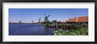 Framed Open air museum at the waterfront, Zaanse Schans, Zaanstad, North Holland, Netherlands