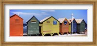 Framed Colorful huts on the beach, St. James Beach, Cape Town, Western Cape Province, South Africa