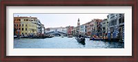 Framed Buildings at the waterfront, Rialto Bridge, Grand Canal, Venice, Veneto, Italy