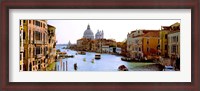 Framed Boats in a canal with a church in the background, Santa Maria della Salute, Grand Canal, Venice, Veneto, Italy