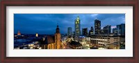 Framed Buildings lit up at night, St. Catherine's Church, Hauptwache, Frankfurt, Hesse, Germany