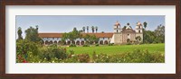 Framed Garden in front of a mission, Mission Santa Barbara, Santa Barbara, Santa Barbara County, California, USA