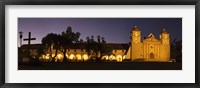 Framed Mission lit up at night, Mission Santa Barbara, Santa Barbara, Santa Barbara County, California, USA