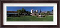 Framed Cross with a church in the background, Mission Santa Barbara, Santa Barbara, California, USA