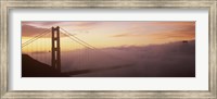 Framed Golden Gate Bridge covered with fog, San Francisco, California