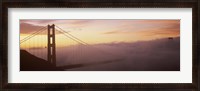 Framed Golden Gate Bridge covered with fog, San Francisco, California